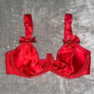 Victoria’s Secret Dream Angels Wicked Twinkle Bows Red Open-Cup Balconette Bra M